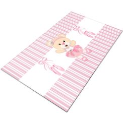 Tapete Infantil Ursinha Bailarina Veludo Personalizado Antiderrapante