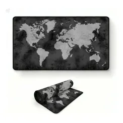 Mouse Pad Gamer Premium Mapa Mundi Base Emborrachada