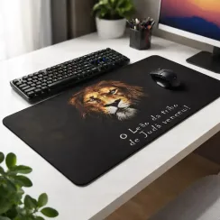 Mouse Pad Gamer Premium Leão de Judá Base Emborrachada