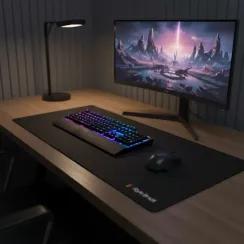 Mouse Pad Gamer Premium Liso Preto Base Emborrachada