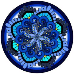 Tecido de Parede Mandala Despertar Adesivado 135 cm de Diâmetro-Azul 