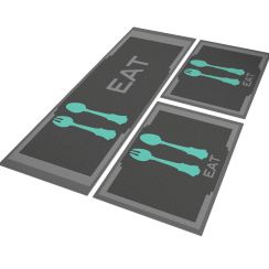 Jogo Tapete de Cozinha Eat 3 Peças Antiderrapante Jogo Tapete de Cozinha Eat 3 Peças Antiderrapante