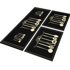 Jogo Tapete de Cozinha Kitchen Itens 3 Peças Antiderrapante Jogo Tapete de Cozinha Kitchen Itens 3 Peças Antiderrapante