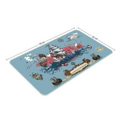 Mouse Pad Gamer Pirate Ship Base Emborrachada 70x35 Azul