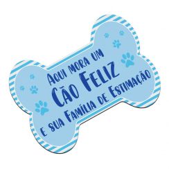 Tapete Capacho Pet Cão Feliz Antiderrapante | 60x40 Azul