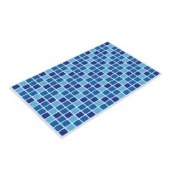 Tapete de Banheiro Veludo Azulejos Antiderrapante | Azul 60x45