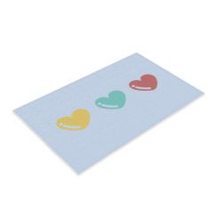 Tapete de Banheiro Veludo Hearts Antiderrapante | Azul 60x45