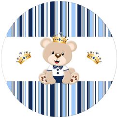 Tapete Infantil Redondo Ursinho Príncipe Personalizado Antiderrapante