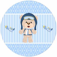 Tapete Infantil Redondo Ursinho Aviador Personalizado Antiderrapante Tapete Infantil Redondo Ursinho Aviador Personalizado Antiderrapante