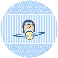 Tapete Infantil Redondo Ursinho Avião Personalizado Antiderrapante Tapete Infantil Redondo Ursinho Avião Personalizado Antiderrapante