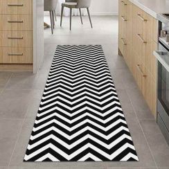 Tapete Passadeira de Cozinha Chevron  2 Cores Antiderrapante