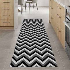 Tapete Passadeira de Cozinha Chevron 3 Cores Antiderrapante