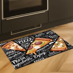 Tapete Capacho de Cozinha Pizza Time Antiderrapante