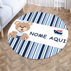 Tapete Infantil Redondo Ursinho Marinheiro Antiderrapante Personalizado