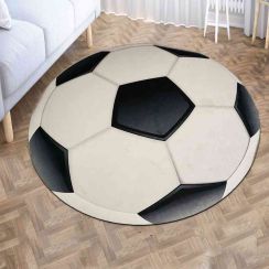 Tapete Infantil Veludo Bola de Futebol Antiderrapante 65 Diâmetro